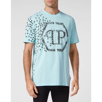 Philipp Plein T-Shirt Round Neck Ss Skull&Amp;Bones Men in Lightblue at Nordstrom, Size Xxx-Large