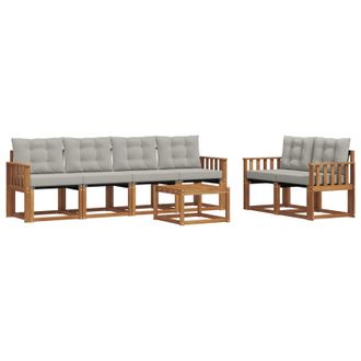 vidaXL Conjunto De Sof&aacute;s De Exterior 7 Pcs Gris Natural Y Claro Vidaxl