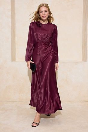 Trendyol Modest Dames Paars Effen Maxi Lang Stijlvol/Avond Zeemeermin Modest Avond Jurken