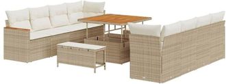 vidaXL Vidaxl - Conjunto De Sof&aacute; De Jard&iacute;n Con Coj&iacute;n 11 Pcs Beige Polirat&aacute;n