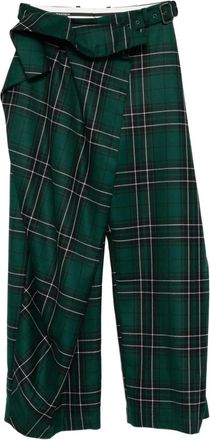J.W.Anderson Geruite broek met omslag - Groen