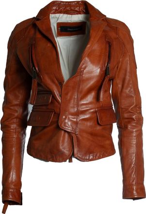 Dsquared2 leren jas in cognac