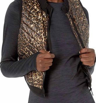 Calvin Klein Cropped Quilted Vest In Prowl Combo/black/brown