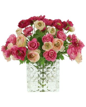 Creative Displays Inc. Pink Ranunculus Arrangement In Glass Cube Vase