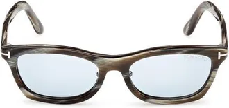Tom Ford 53mm Rectangular Sunglasses in Brown Horn/smoke at Nordstrom