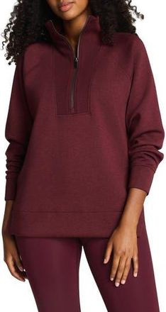 Spanx Air Essentials Brushed Half-Zip Sweatshirt in Cassis Heather at Nordstrom Rack, Size X-Small