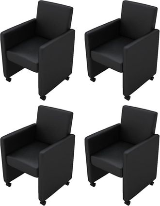 vidaXL Vidaxl - Sillas De Comedor 4 Unidades Cuero Sint&eacute;tico Negro