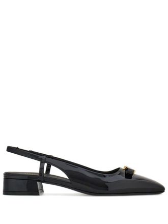 Ferragamo bow-detail leather pumps - women - Patent Calf Leather/Goat Skin - 11C - Black