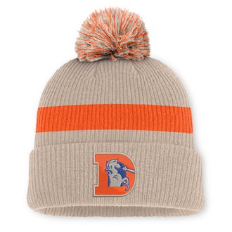 Nike Denver Broncos Rewind Peak Nike Mens NFL Cuffed Pom Beanie in Brown | NF160J318WV-M17