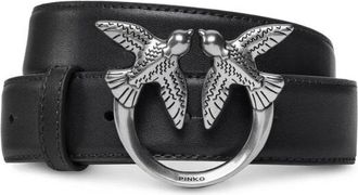 Pinko Love Birds Leren Riem - Dames - Riemen - Zwart - M - Leer - Accessoires