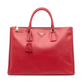 Prada Pre-owned Gestructurelde Leren Tote Bag - Dames - Pre-owned - Rood - Maat: ONE Size Leer