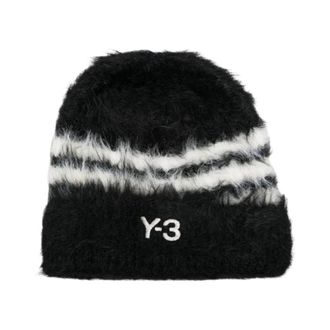 Yohji Yamamoto Stripes Beanie - Dames - Accessoires - Zwart - Maat: ONE Size Polyamide