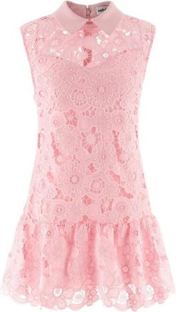 Self Portrait Jurk met bloemenkant en kraag - Dames - Korte kleedjes - Roze - 4XS - Polyester - Kleedjes