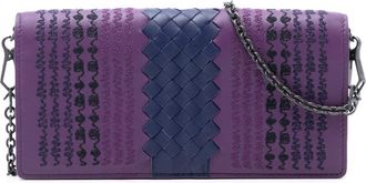 Bottega Veneta Pre-owned Bottega Veneta Nappa Intrecciato Embroidered Continental Wallet on Chain S01882490I