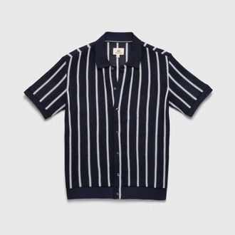 Surfside Supply Co. Brent Stripe Knit Sweater Shirt in Navy Blazer at Nordstrom, Size X-Large
