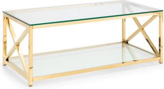 Julian Bowen Miami Coffee Table 1.2m - Glass & Gold - Julian Bowen | TJ Hughes