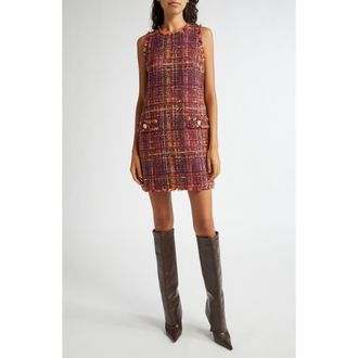 L'agence Florian Tweed Shift Dress in Red/Pink Multi Tweed at Nordstrom Rack, Size Small