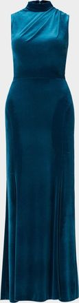 Shoshanna Lorelei Sleeveless Mock-Neck Velvet Gown