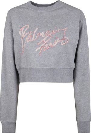 Balmain Balmain Paris Cropped Roundneck Sweater