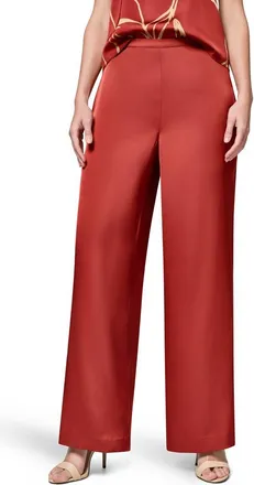 DKNY Wide Leg Satin Pants in Sunbaked at Nordstrom, Size X-Small