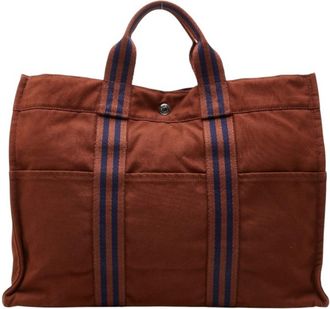 Herm&egrave;s Brown Canvas Tote Bag (Pre-Owned)