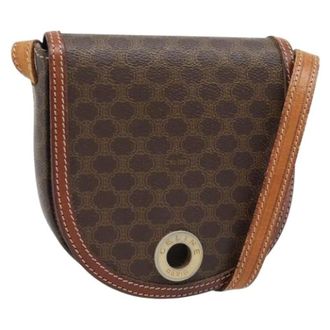 Celine Pre-owned Cross Body Bags, female, Brown, Size: ONE SIZE Pre-owned Vintage Macadam Canvas Shoulder Bag