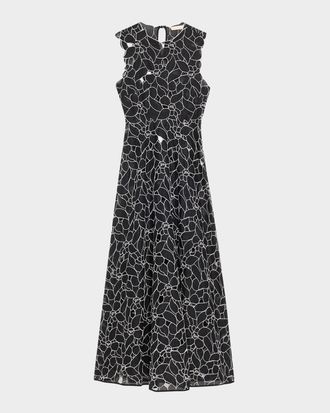 Ulla Johnson Kiana Embroidered Sleeveless Midi Dress