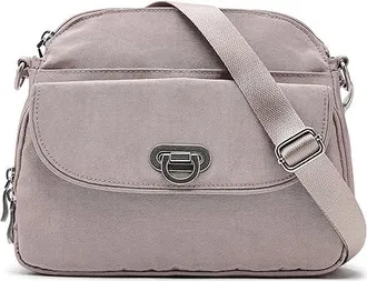 Baggallini Coastal Flip Lock Crossbody Cross Body Womens Handbags Blush Shimmer, Nylon