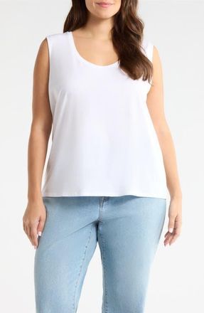 Eileen Fisher Scoop Neck Organic Cotton Tank in White at Nordstrom, Size 3X