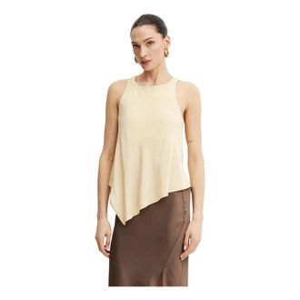 Patrizia Pepe Mouwloze Top - Dames - Tops zonder mouwen - Beige - M - Leer - Tops