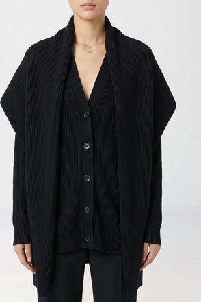 Blumarine Asymmetrical Virgin Wool Cardigan with Shawl Collar