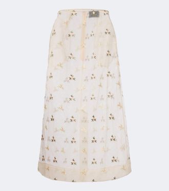 Simone Rocha Falda midi de tul bordada