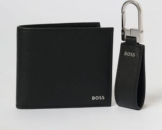 HUGO BOSS Set portafoglio + portachiavi Boss in pelle a grana