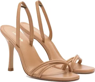 Larroude Womens Annie Sandal In Tan Leather