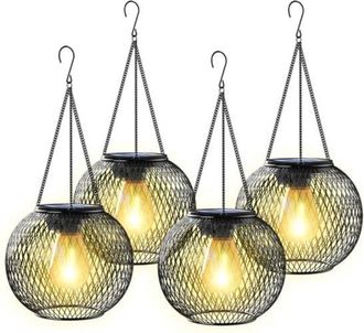 OEM Juego De 4 Luces Colgantes Solares Para Jard&iacute;n - Resistentes Al Agua Ip65 - Luz Blanca C&aacute;lida - Encendido/apagado Autom&aacute;tico