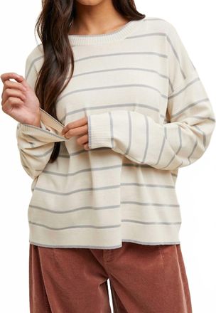 Wishlist Khloe Striped Sweater In Oatmeal & Dove Grey
