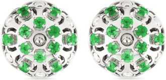 Officina Bernardi 18kt white gold Damasco emerald stud earrings - women - 18kt White Gold/Emerald - One Size - Silver
