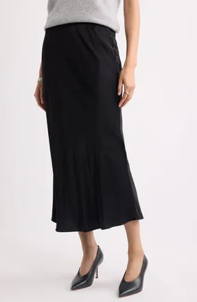 Nordstrom Bias Cut Satin Maxi Skirt in Black at Nordstrom, Size Xx-Large