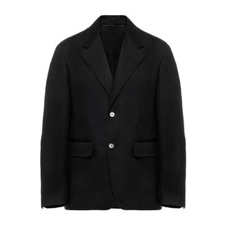 Prada Blazers, male, Black, S, Cotton Jacket with Four Buttons