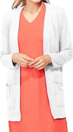 Escape Cotton Slub Open Front Cardigan - Plus In White