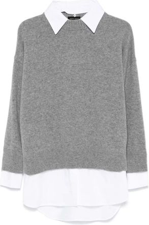 Roberto Collina Mock Neck Shirts ML A5018 - Dames - Ronde hals truien - Grijs - S - Truien & Vesten