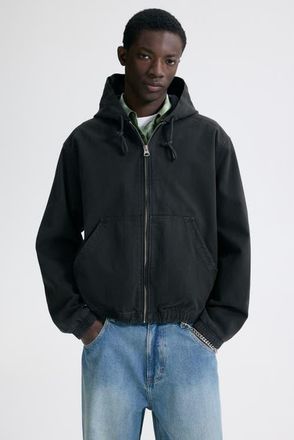 H&M Hooded Workwear Jacket in Dark Gray at Nordstrom, Size Xx-Large