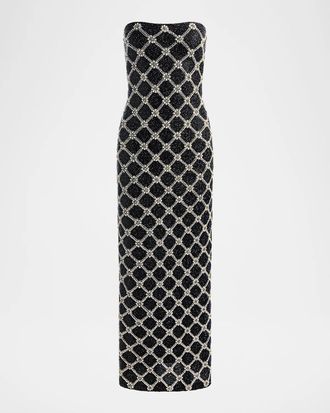 Alice & Olivia Delora Embellished Strapless Gown