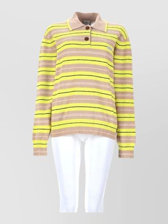 Paul Smith polo collar striped knit top ribbed trims