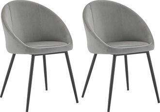 Happy Garden Lote De 2 Sillas Vintage De Terciopelo Gris Diane