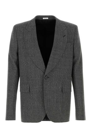 Alexander McQueen Grey Notched Lapel Blazer
