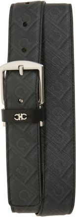 Ferragamo Animation Gancio Leather Belt in Nero/Grigio at Nordstrom, Size 110