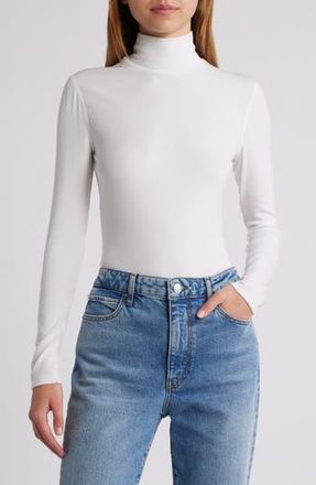 Frame Denim Rib Mock Neck Top in White at Nordstrom Rack, Size X-Small