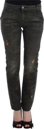 Costume National Gedetailleerde Jeans - Dames - Slim Fit Jeans - Grijs - W26 - Leer - Jeans