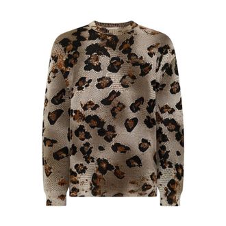 Laneus Round-neck Knitwear, male, Multicolor, Size: 2XL Maxi Jumper Animalier